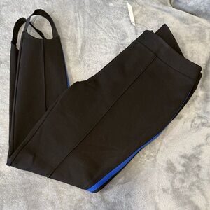 ~NWT Talbots Black Blue Stripe Ponte Stirrup Pants/Leggings